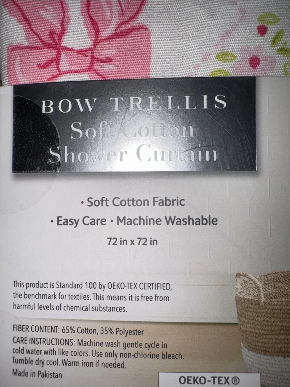 Bow Trellis Pink Cotton Shower Curtain